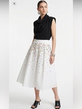 HBC Stripes Holiday Confetti Midi Skirt Polka Dot Hudson's Bay Colours Size 12